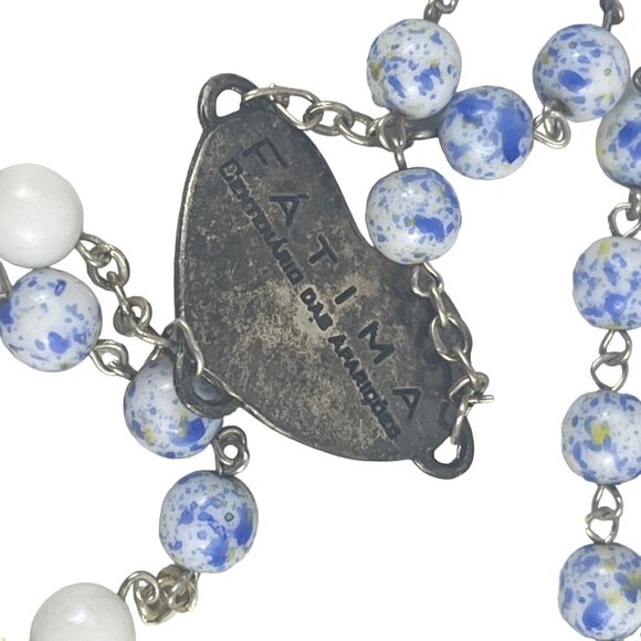 Vintage Fatima Blue & White Rosary Beads With Crucifix - Picture 4 of 7